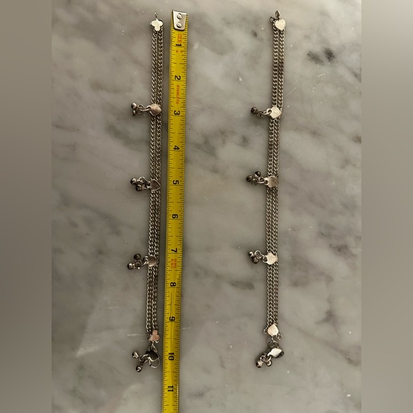 Vintage Silver Anklets with tiny bell charms. 10in. Hook closure. - Picture 7 of 8